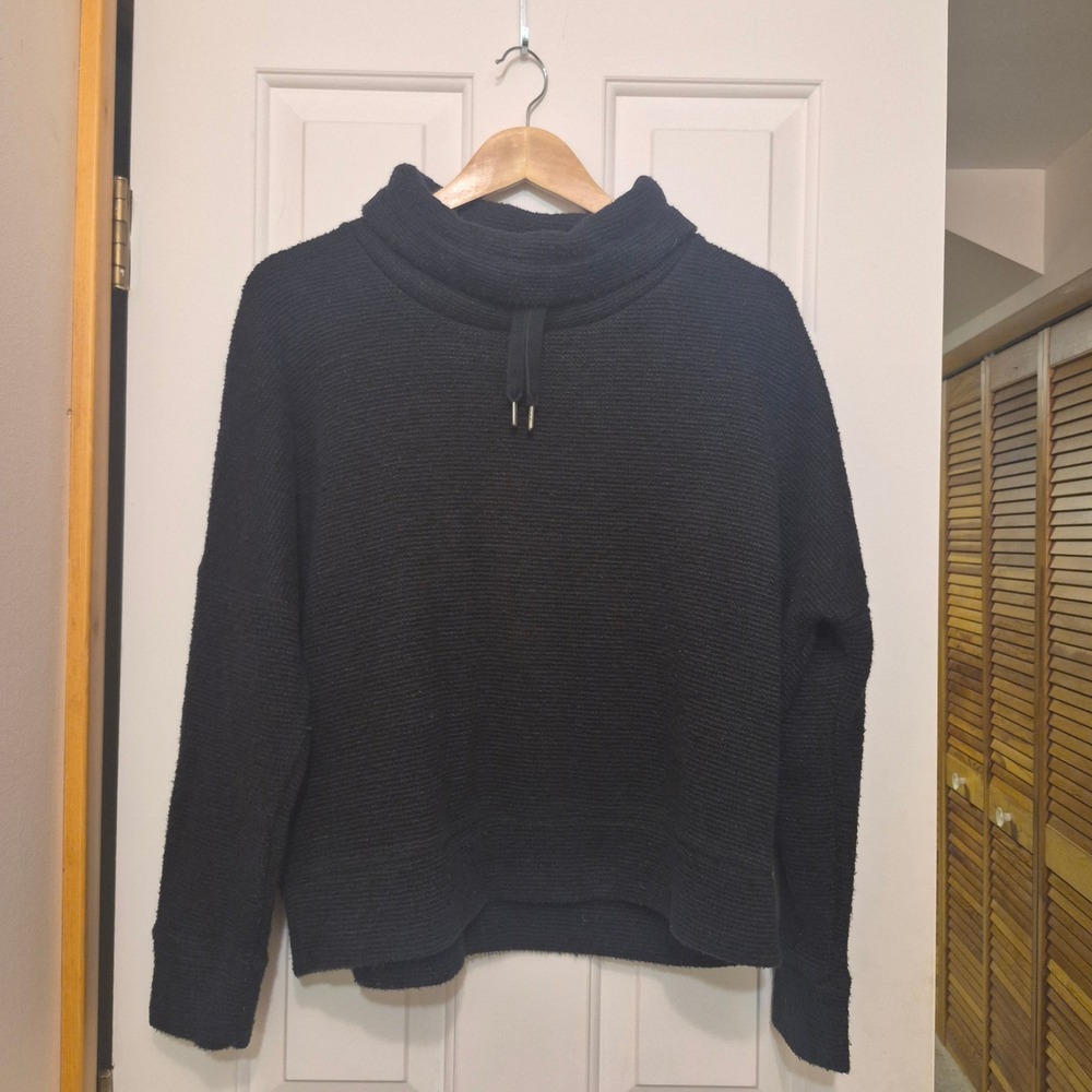 Banana Republic Womens Black Funnel Neck Textured Pullover Sweater Size M